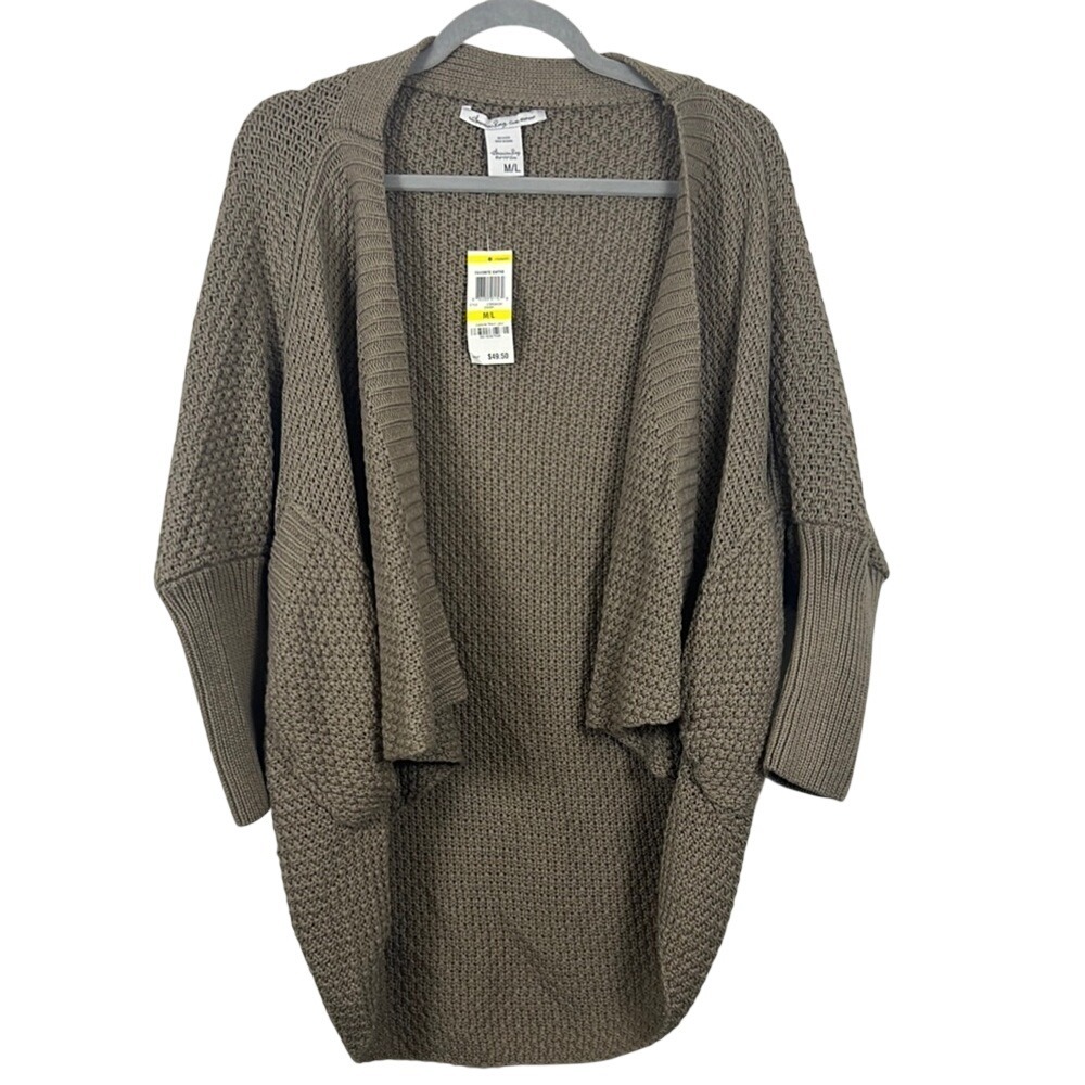 American Rag Cie Cinder Cocoon Neutral Cardigan Sweater M/L Open Front NWT